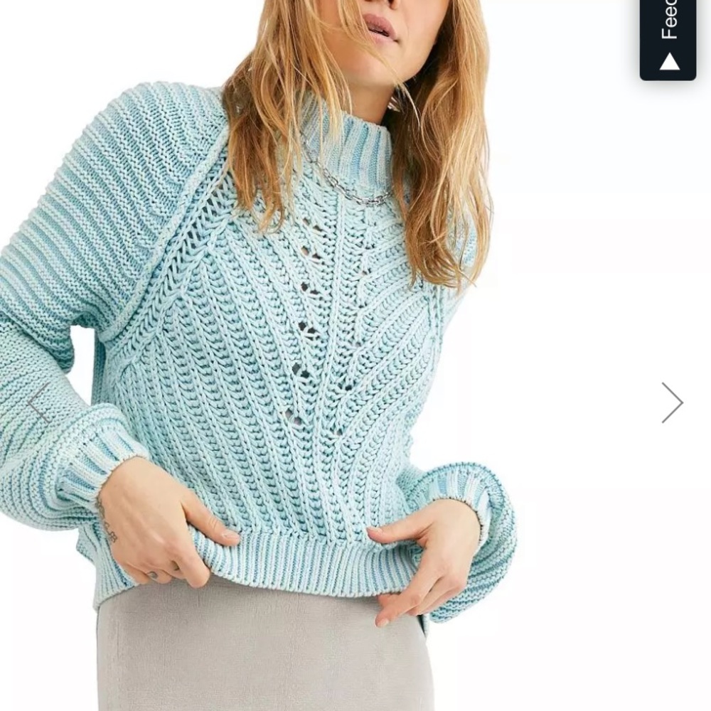 Blue Free People Sweetheart Sweater